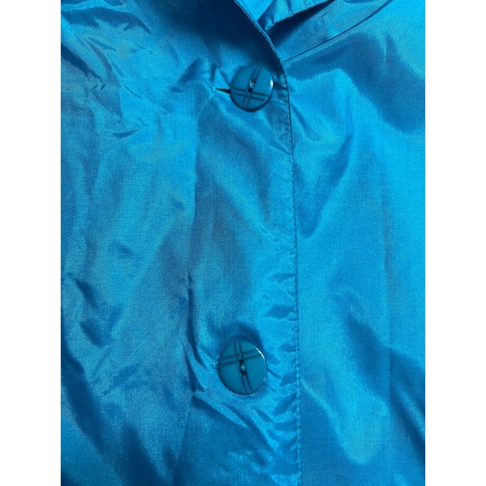 Vintage Totes Coat Teal Blue Nylon Hooded Rain Jacket Womens 14P Retro Longline - Picture 6 of 13